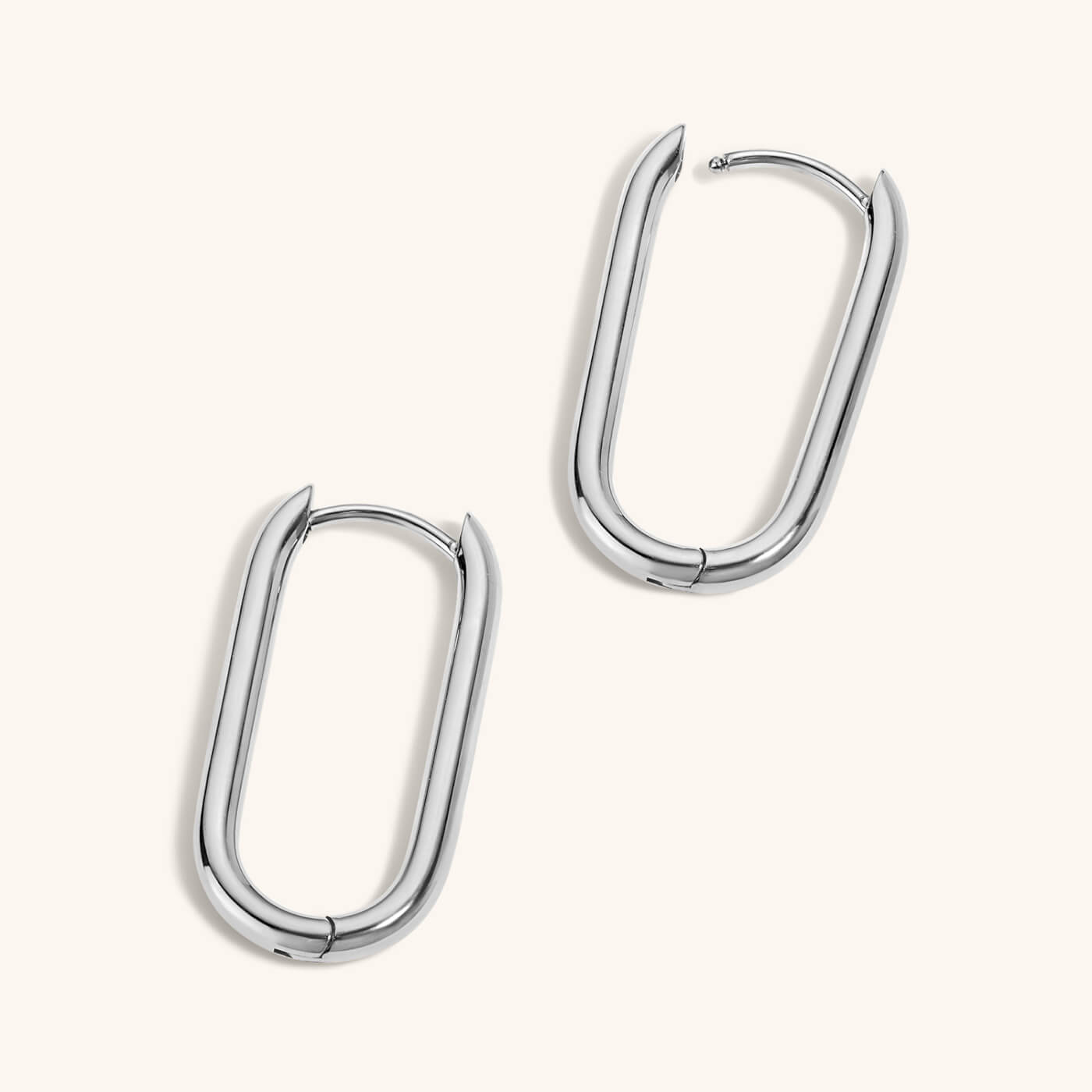 Halo Oval Hoop Earrings in Titanium